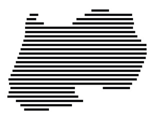 Symbol Map of the city Unterföhring (Bayern, Germany) showing the area of the city with just a few black horizontal lines