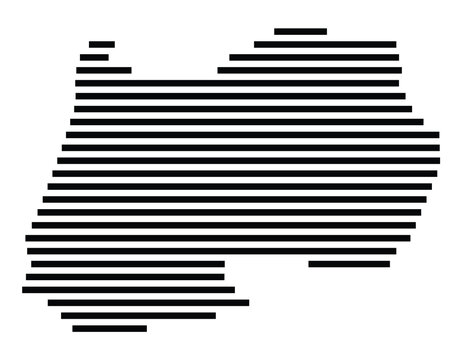 Symbol Map of the city Unterf&ouml;hring (Bayern, Germany) showing the area of the city with just a few black horizontal lines