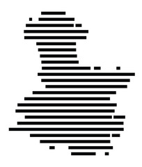 Symbol Map of the city Blankenburg (Harz) (Sachsen-Anhalt, Germany) showing the area of the city with just a few black horizontal lines
