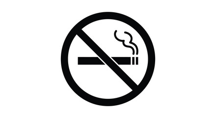 Simple no smoking sign with a cigarette bold black and white silhouette © nhpvect02