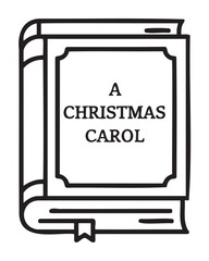 Line art book cover for 'a christmas carol' with bold black outline - stock vector