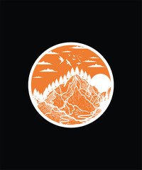 Orange Sky And Mountain Design