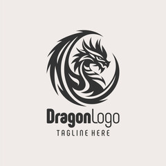 Elegant Black White Dragon Logo