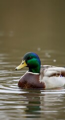 Fototapeta premium Mallard Duck Swimming on Water.