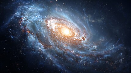Spiral galaxy view from deep telescope, glowing core with swirling star arms, astrophotography style1