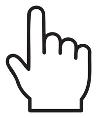 Obraz premium Black and white line art hand icon with pointing finger gesture - stock vector