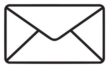 Simple black outline drawing of a closed envelope on white background - stock vector