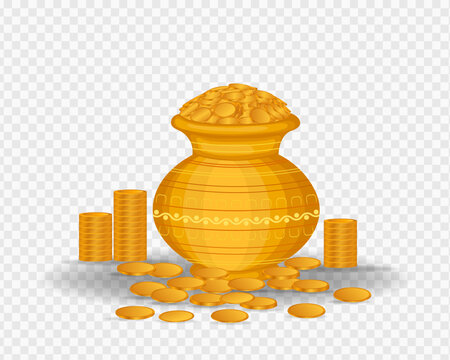 dhanteras, kalash pot gold coins swastika