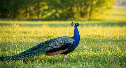 Peacock in a Field.