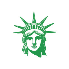Green Statue of Liberty Icon. Verdant monument represents hope and democracy. This symbolic landmark embodies freedom and national identity for the United States.