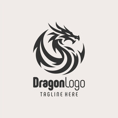 Abstract Dragon Black White Symbol