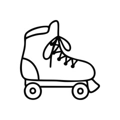 Classic Quad Roller Skate Outline. This iconic wheeled footwear illustration evokes feelings of fun, movement, and retro recreation. Perfect for youthful designs.