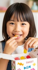 Happy Child Eating Candy.