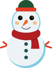 snowman with red hat and scarf