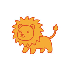 Adorable Illustrated Lion. This charming drawn feline exudes playful warmth. Its cheerful design symbolizes gentle strength and kingly spirit, perfect for children's themes.