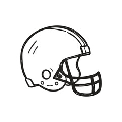 American Football Helmet Art. This simple illustration depicts protective headwear used in gridiron sports, symbolizing strength, teamwork, and athletic competition.