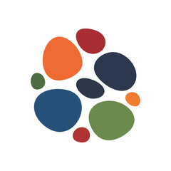 Colorful Abstract Organic Shapes. A vibrant arrangement of varied, irregular forms in warm and cool hues, suggesting unity and community. Perfect for modern design projects.