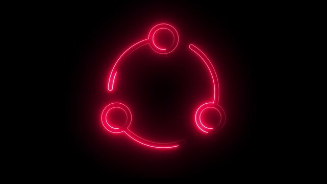 Neon, line art concept Share icone 4k video animation on black background.
