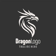 Obraz premium Stunning Black White Dragon Vector