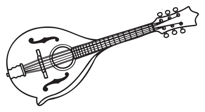 black and white mandolin musical instrument clip art preview