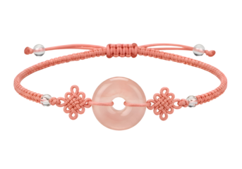 Elegant rose gold charm bracelet with chinese coin and lucky knots for good fortune and style isolated on transparent background