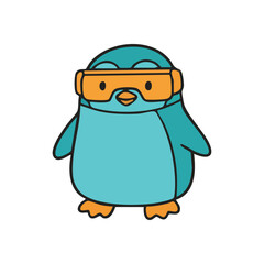 Adorable Blue Penguin with Goggles. This charming creature is prepared for aquatic adventures. A delightful illustration conveying happiness, playfulness, and summer excitement.