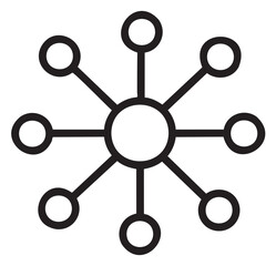Fototapeta premium Simple network diagram with central hub and connected nodes - stock vector
