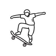 Obraz premium Skateboarder Jumping Line Art. A youth on a board, soaring midair. This graphic conveys balance, urban freedom, and youthful energy through clean design.
