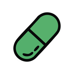 Friendly Green Medical Pill. Vibrant emerald medicinal tablet illustration. This cheerful health supplement symbol represents wellness, vitality, and effective treatment.