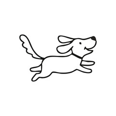 Happy Playful Dog Illustration. This cheerful canine graphic captures pure bliss and spirited movement. An adorable animal icon symbolizing energy, loyalty, and joyful pet companionship.