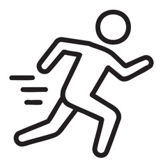 Minimalist running icon outline depicting movement and speed - stock vector