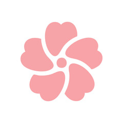 Pink Blossom Petal Icon. Delicate floral emblem conveying springtime, nature, and beauty. A minimalist symbol representing growth and natural grace.