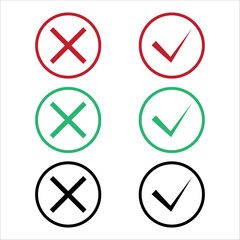tick and cross buttons vector set 