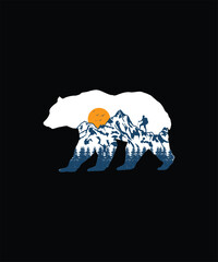 Mountains Inside Bear Silhouette Design