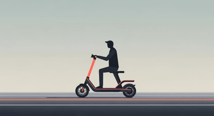 Stylish commuting with a modern electric scooter for eco-friendly urban lifestyle, minimal design for sustainable transportation solutions, perfect for city travels