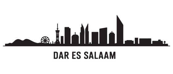 Fototapeta premium Dar es Salaam Line Art skyline silhouette. Black Dar es Salaam city. with white background