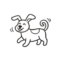 Joyful Canine Doodle Artwork. An endearing black and white drawing of a cheerful puppy, expressing delight and lively spirit. Ideal for kids media.