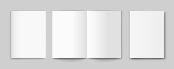 Obraz premium Magazine mock up set isolated, empty book softcover, 3d brochure template