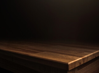 Abstract wooden table with moody lighting