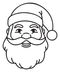 Obraz premium Black and white santa claus illustration with hat and beard outline - stock vector