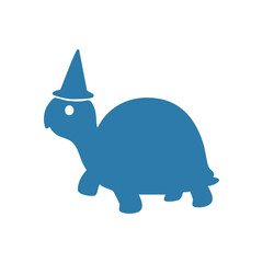 Charming Wizard Tortoise Avatar. Cute sapphire shelled animal in a conical hat. This spellcasting creature conveys slow magic, enduring wisdom, and whimsical fantasy.