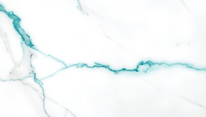 White Marble Background with Turquoise Veins, Polished Surface