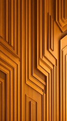 Obraz premium Intricate wooden wall design featuring geometric patterns and textures in a contemporary setting