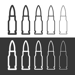 Cartridge icon. Cartridge belt, symbol of army or war. Cartridges, attributes of soldiers, shooting or automatic firearms. Raster icon.