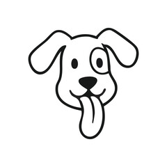 Happy Puppy Cartoon Outline. A delightful doggy graphic with a cheerful grin and extended tongue. This charming drawing symbolizes loyalty and innocent fun.