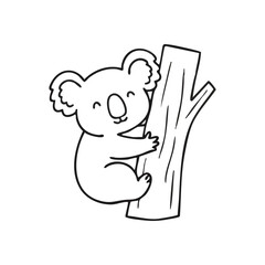 Sweet Koala Embracing Tree Trunk. Charming Australian marsupial doodle illustrates a joyous bond with nature. This playful graphic inspires happiness, representing innocence and peacefulness.