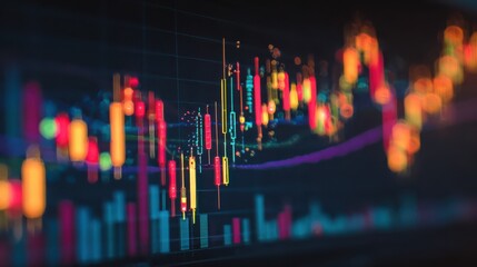 stockmarket online trading chart candlestick on crypto currency platform stock exchange financial market price candles graph data pattern analysis concept computer screen closeup background no logos 