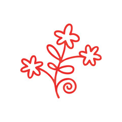 Obraz premium Whimsical Red Floral Design. A charming doodle featuring vivid scarlet blooms, ideal for conveying growth, simplicity, and joyous natural spirit in your creative works.