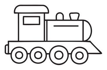Outline of a vintage train locomotive for coloring activities - stock vector