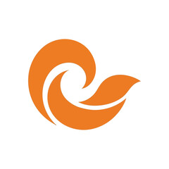 Orange Abstract Swirl Leaf Graphic. A graceful, fluid form in a vibrant tangerine hue, this artistic emblem evokes harmony, organic growth, and natural renewal. It symbolizes balance and vitality.